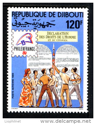 DJIBOUTI 1989, PHILEXFRANCE, BICENTENAIRE REVOLUTION, 1 Valeur, Neuf / Mint. Rdji - Rivoluzione Francese