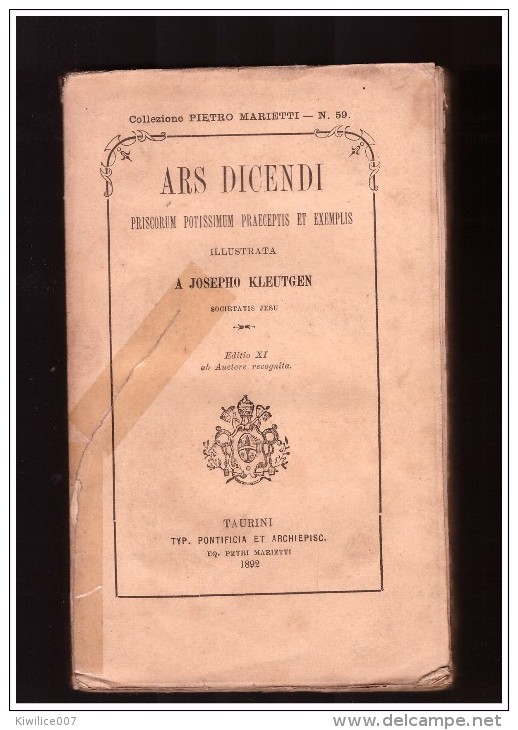 Ars Dicendi Priscorum Potissimum Praeceptis Et Exemplis... Latin  Josepho  Kleutgen - Livres Anciens