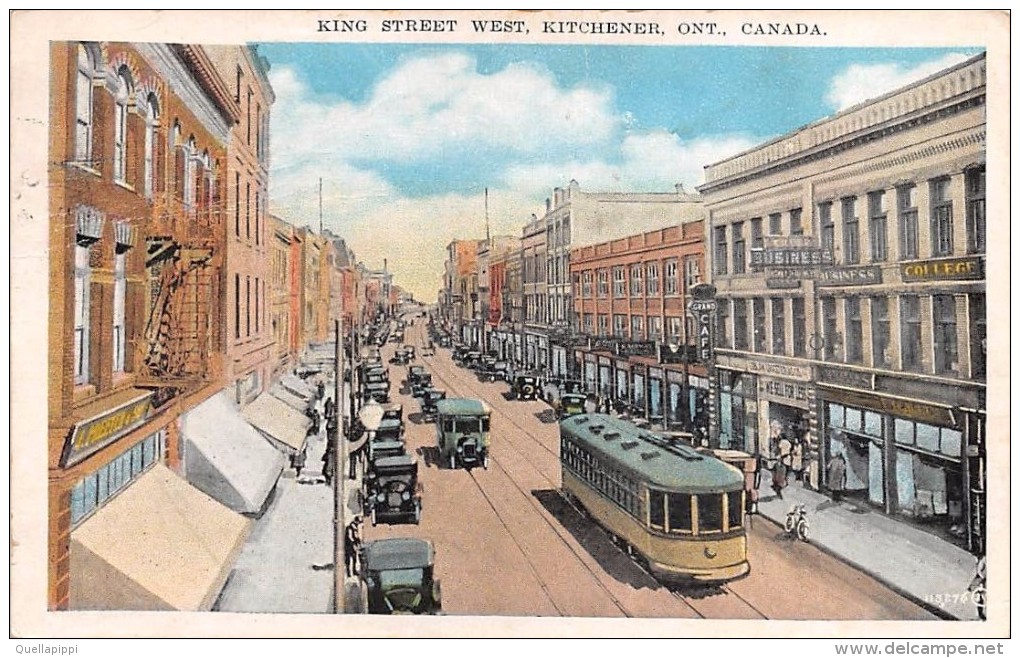 02894 "KING STREET WEST, KITCHENER, ONT, CANADA"  ANIMATA, TRAMWAY, AUTO '30.  CART.  SPED. 1935 - Kitchener