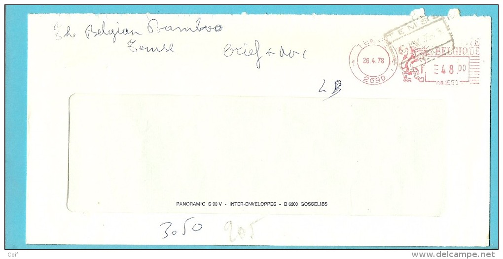 Brief Met Roodfrankeering Met Stempel TEMSE, Met Spoorwegstempel TEMSE - 1960-79