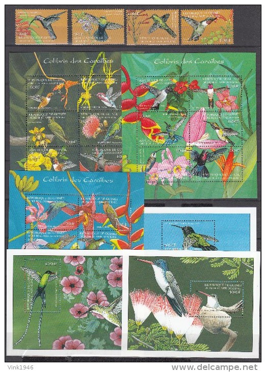 Guinea 2001,25V In Set,3KB+3Blocks,complete Set,kolibri,birds,vogels,vögel,oiseaux,pajaros,uccelli,MNH/Postfris(L1926) - Kolibries