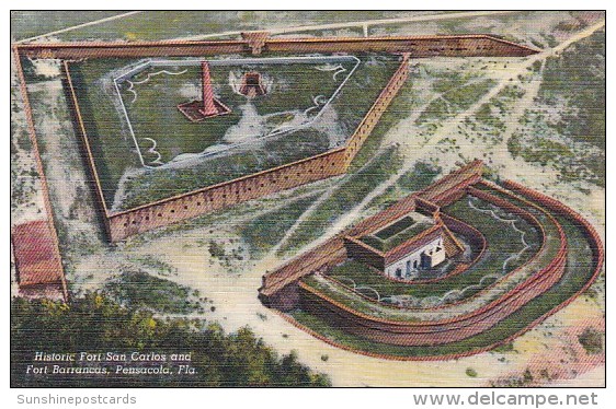 Florida Pensacola Historic Fort San Carlos And Fort Barrancas Curteich - Pensacola
