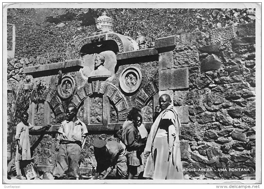 02902 "ADIS ABEBA - UNA FONTANA"  ANIMATA. CART.  SPED. 1937 - Ethiopia