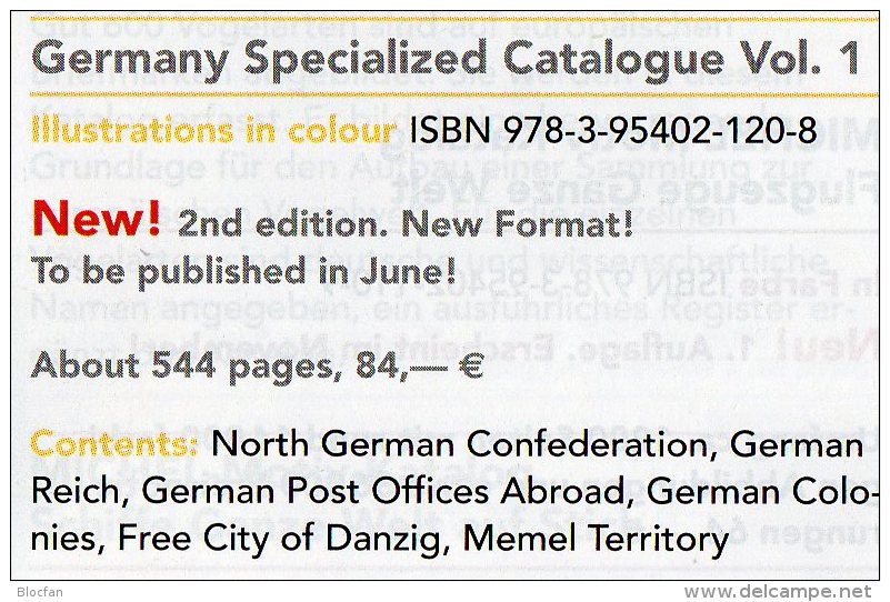 Germany Specialized Vol.I 2015 Neu 84€ Deutsche Reich Colonies Danzig Memel Stamps To 1945 Special Catalogue Old Germany - Sonstige & Ohne Zuordnung