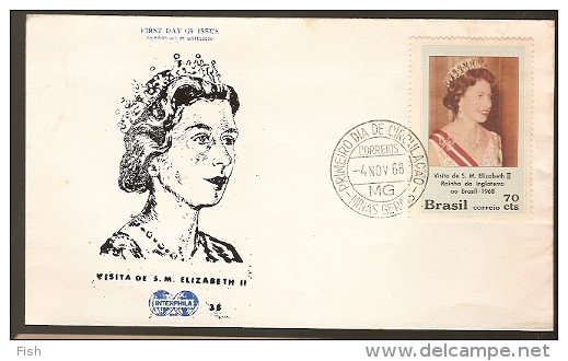 Brazil & FDC Visit Her Majesty Queen Elizabeth II, England 1969 (1) - FDC