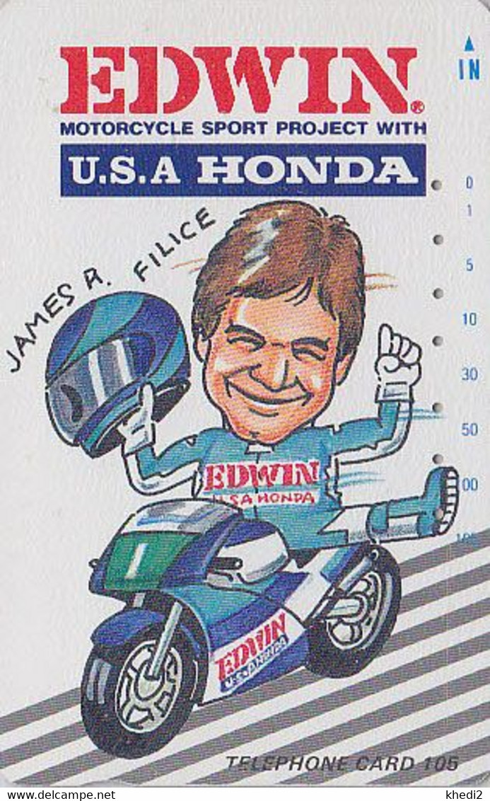 TC JAPON / 110-64825 - MOTO HONDA - JAMES FILICE USA / 105 U - MOTOR BIKE JAPAN Free Phonecard - MOTORRAD TK - 382 - Motos