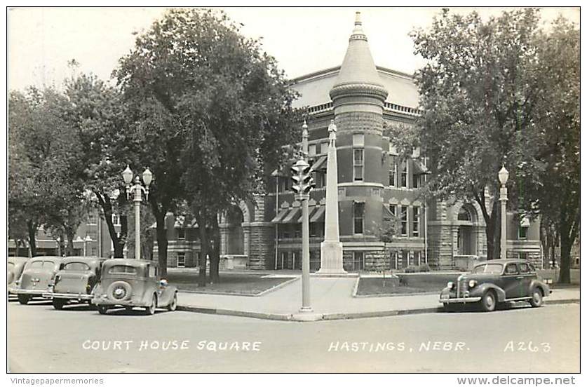 257335-Nebraska, Hastings, RPPC, Court House Square, 40s Cars, LL Cook Photo No A263 - Hastings
