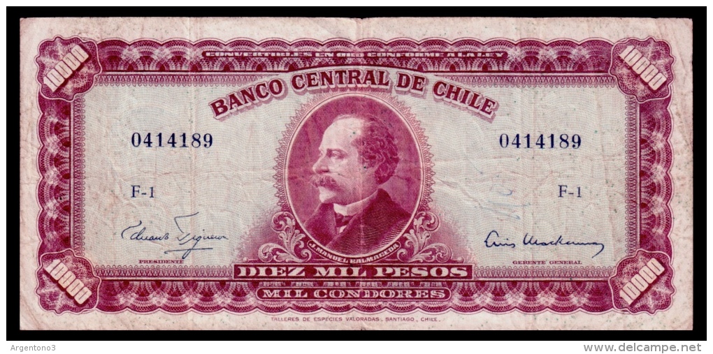 Chile 10000 Pesos (10 Escudos) 1960-1961 P.132 F - Chile