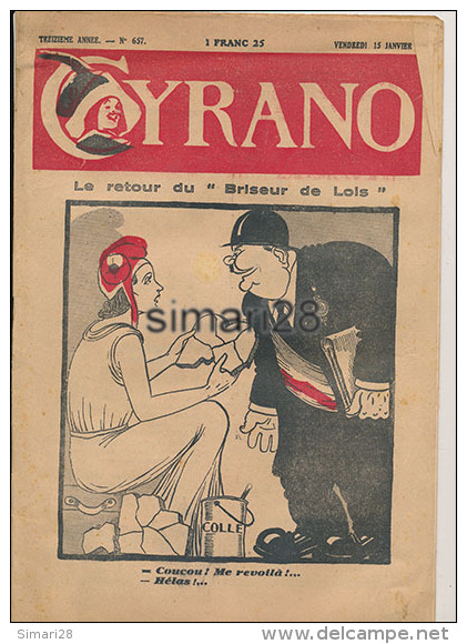 CYRANO - TREIZIEME ANNEE N° 657 - VENDREDI 15 JANVIER  1937 - 1900 - 1949