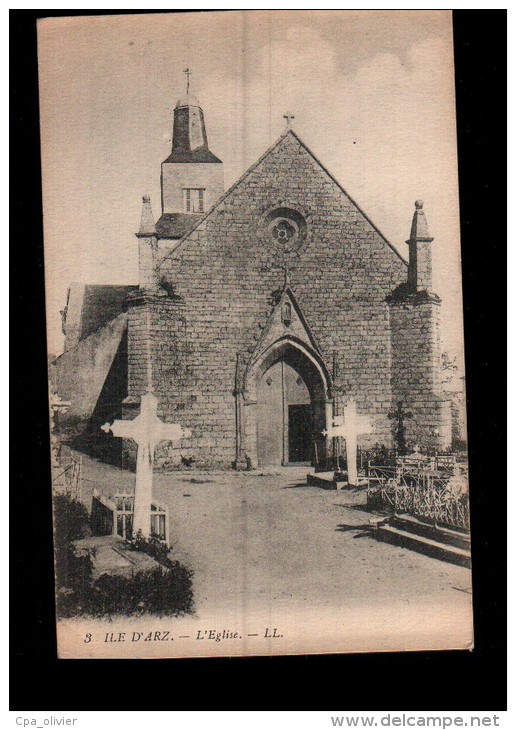 56 ILE ARZ Eglise, Cimetière, Cachet 28è Régiment Artillerie, Ed LL 3, 1916 - Ile D'Arz