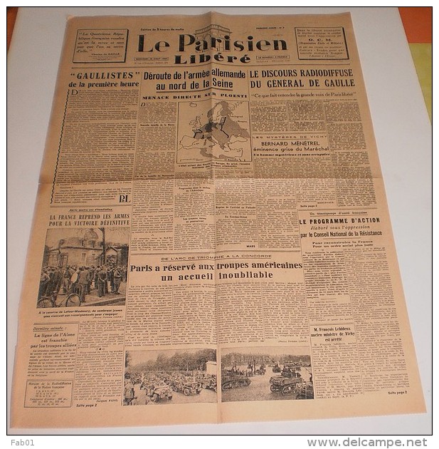 Le Parisien Libéré Du 30 Août 1944.(Le Sort Tragique Des Héros De Varsovie) - Französisch