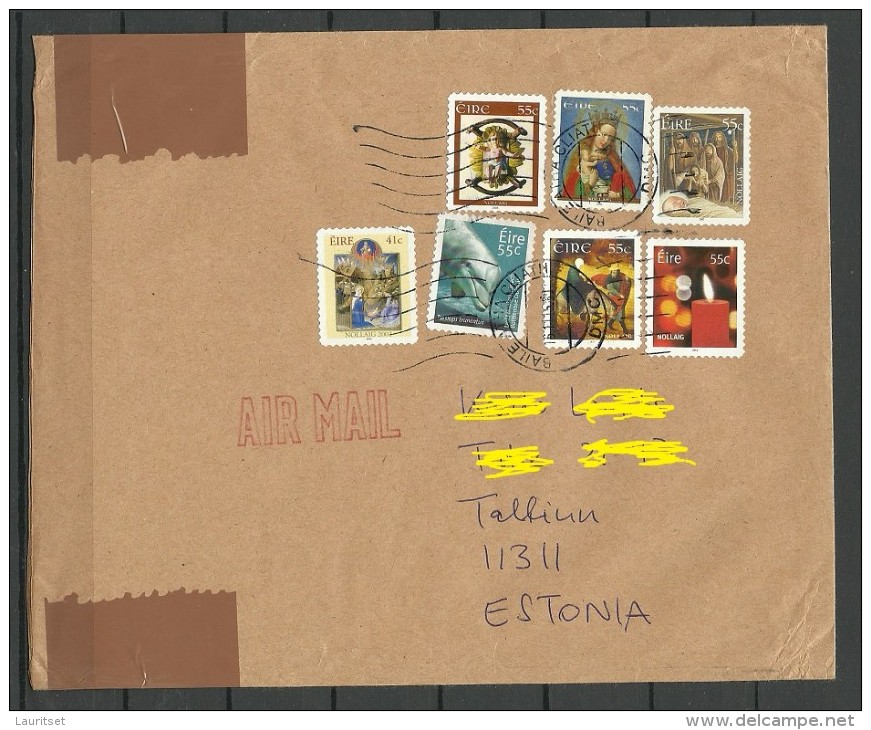 IRELAND Eire 2015 Air Mail Cover To Estonia With Many Christmas Weihnachten Stamps - Lettres & Documents