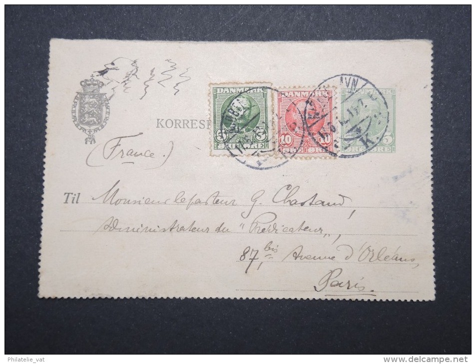 DANEMARK - Entier Postal ( Demi Carte Lettre ) Pour La France En 1912 - A Voir - Lot P12861 - Ganzsachen