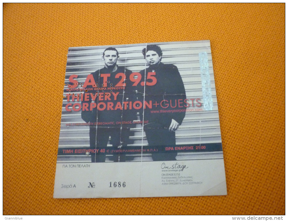 Thievery Corporation Used Music Concert Greek Ticket In Thessaloniki Greece - Konzertkarten