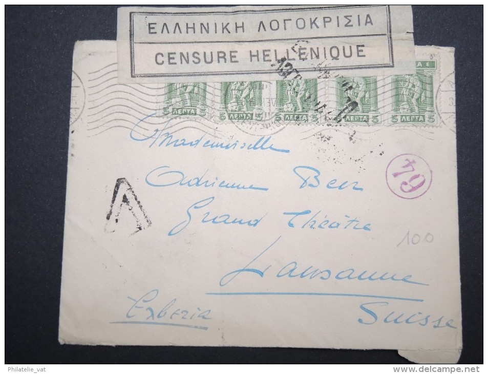 GRECE - Enveloppe + Courrier Pour La Suisse Avec Censure En 1919 - A Voir - Lot P12862 - Storia Postale