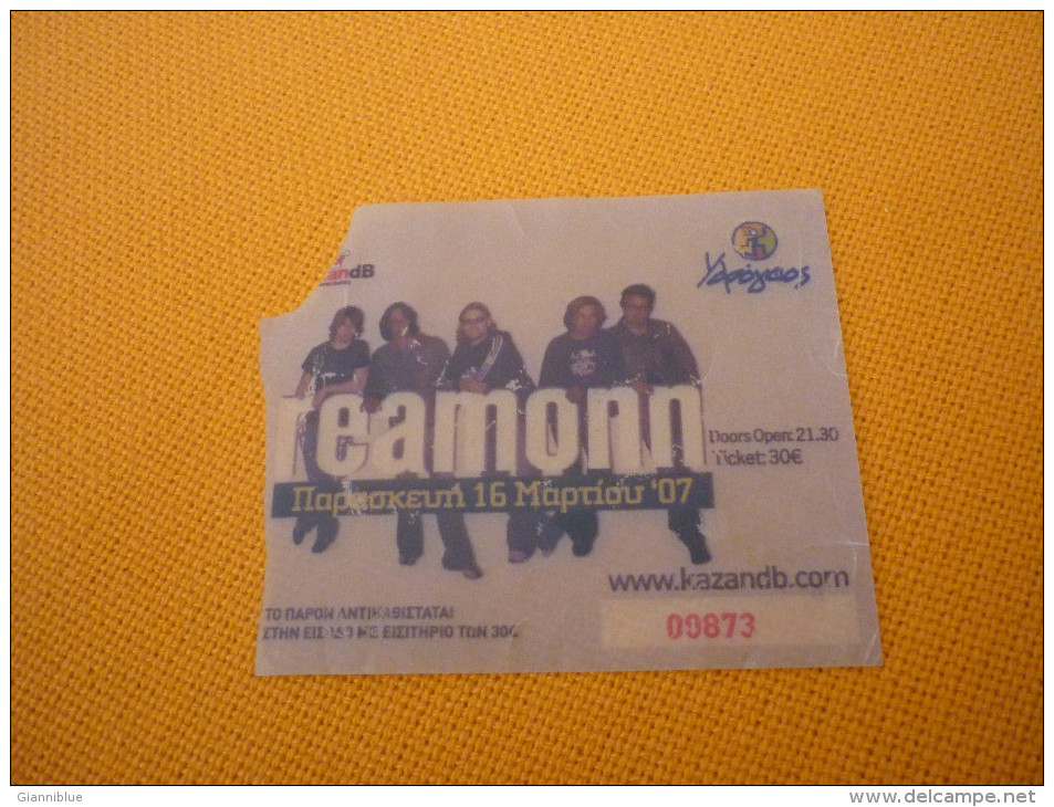 Reamonn Used Music Concert Greek Ticket In Thessaloniki Greece - Konzertkarten