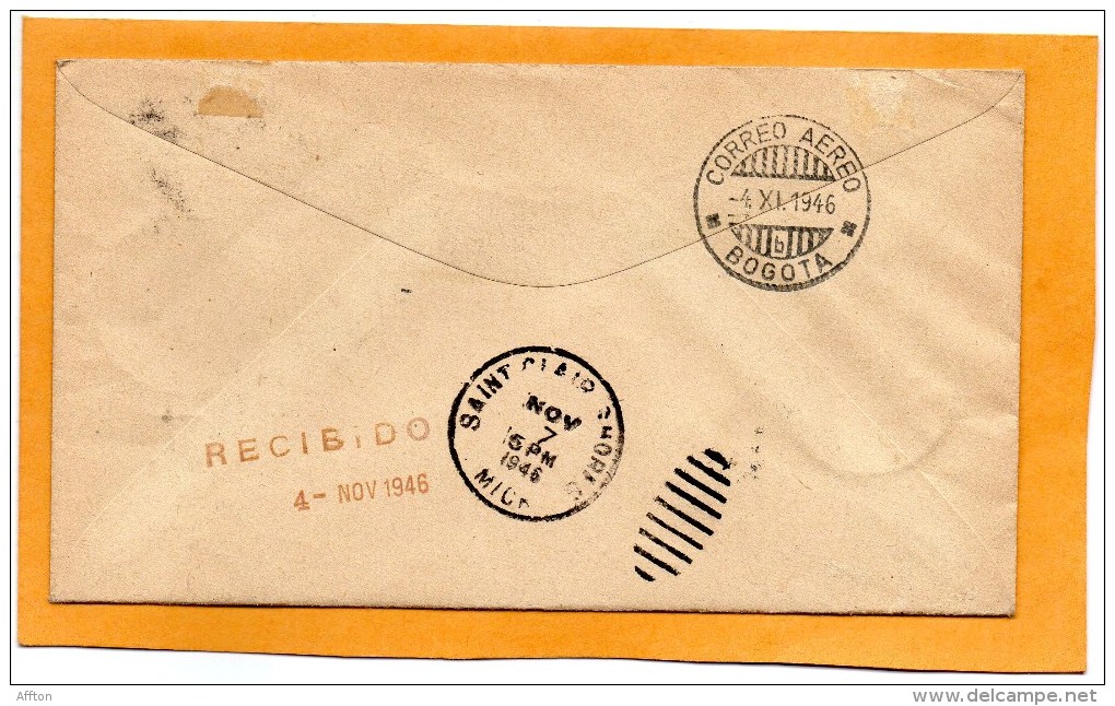 USA 1946 Air Mail Cover Mailed To Colombia And Returned PAA Experimental Flight - Colombia