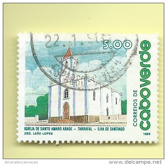 TIMBRES - STAMPS - CAP VERT / CAPE VERDE - 1988 - ÉGLISE SANTO AMARO ABADE - TARRAFAL ÎLE DE SANTIAGO - Cap Vert