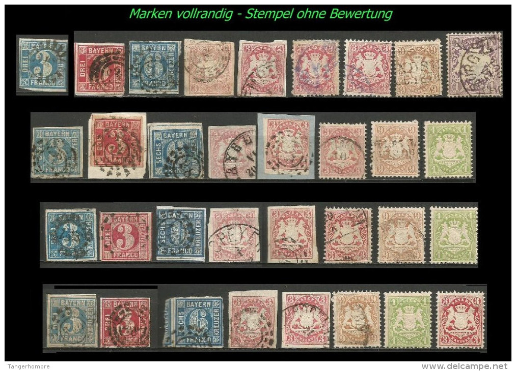 Bayern - Kreuzerausgaben Mi. Nr. 1 - 33, ca. 2150 Marken. Michel rund 40.000,00 €