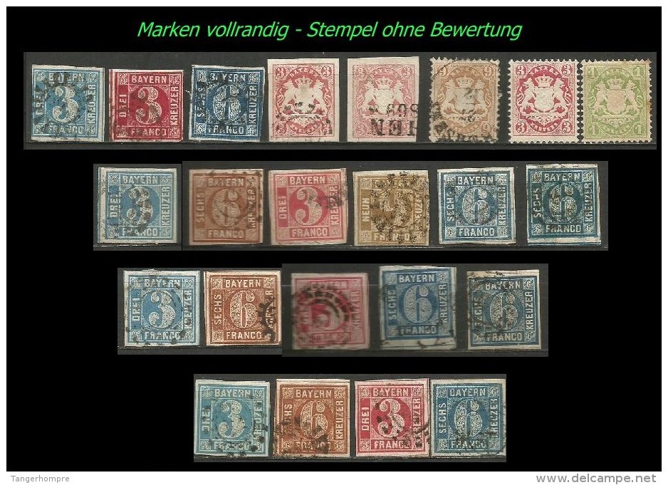 Bayern - Kreuzerausgaben Mi. Nr. 1 - 33, ca. 2150 Marken. Michel rund 40.000,00 €