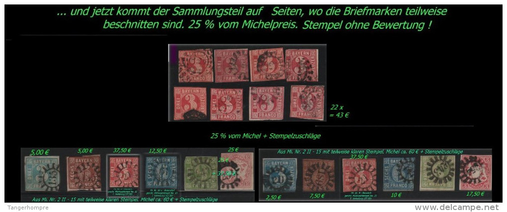 Bayern - Kreuzerausgaben Mi. Nr. 1 - 33, ca. 2150 Marken. Michel rund 40.000,00 €