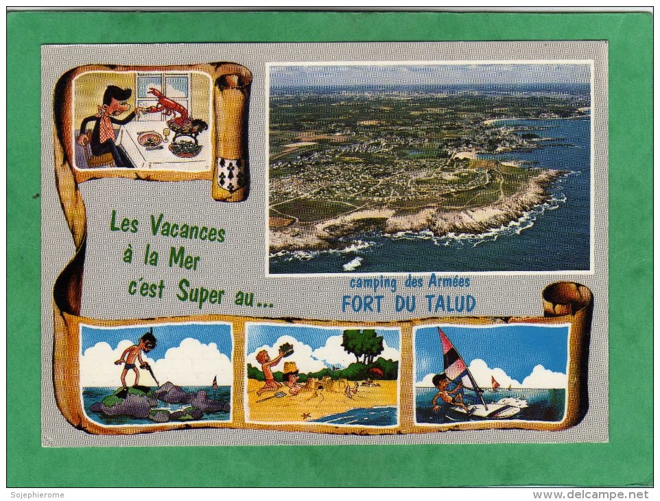 Ploemeur La Pointe Du Talud Fort Du Talud Camping Des Armées (homard Coquillages) Envoi De 1983 - Ploemeur