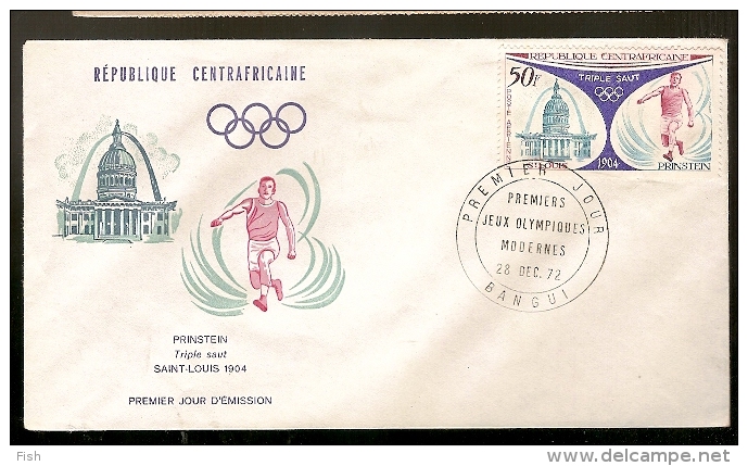 Central African Republic  & FDC Prinstein, Triplo Salto, Saint Louis, Jogos Olímpicos 19004, Bangui 1972 (112) - Summer 1904: St. Louis