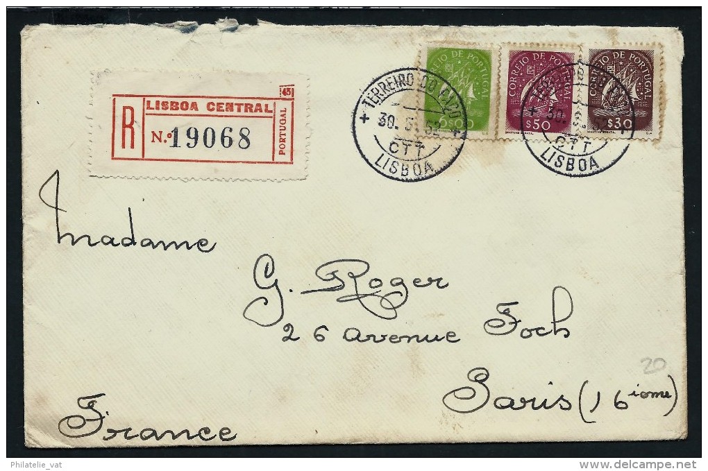 PORTUGAL - Enveloppe En Recommandée Pour La France En 1952 - A Voir - Lot P12871 - Briefe U. Dokumente