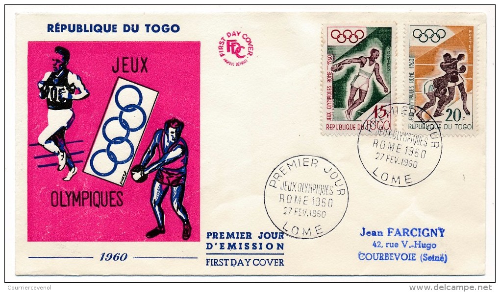 TOGO => 3 Enveloppes FDC => Jeux Olympiques - Californie - 1960 - Rome - Togo (1960-...)