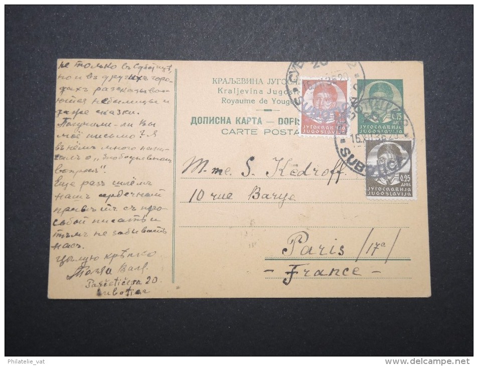 YOUGOSLAVIE - Entier Postal Pour La France En 1936 - Aff. Plaisant - A Voir - Lot P12887 - Postal Stationery