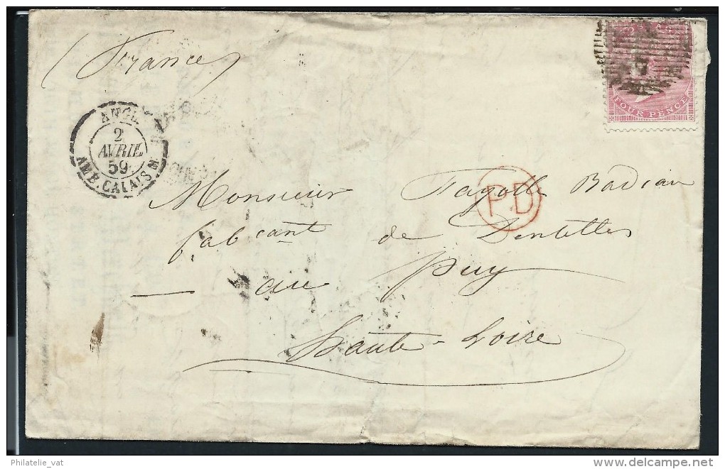 GRANDE BRETAGNE - Lettre ( Avec Texte ) Pour La France En 1859 - A Voir - Lot P12888 - Lettres & Documents
