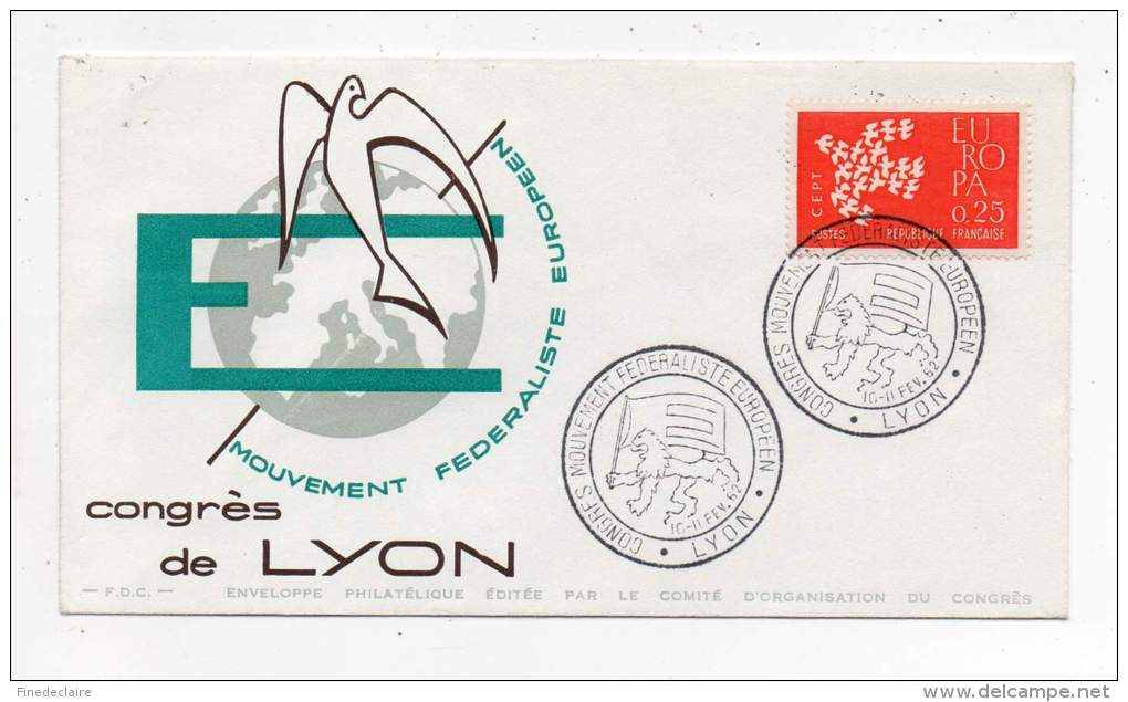 Enveloppe - Congrès De Lyon - Mouvement Fédéraliste Européen - Europa 1962 - 1961-....