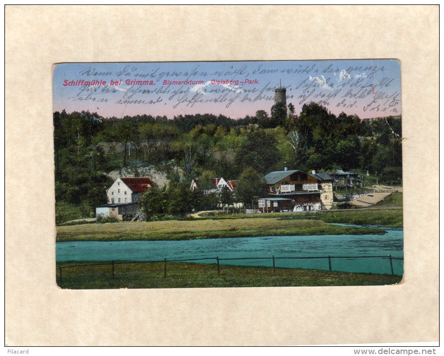 56678   Germania,  Schiffmuhle  Bei  Grimma,  Bismarckturm,  Gleisberg-Park,   VGSB  1916 - Grimma