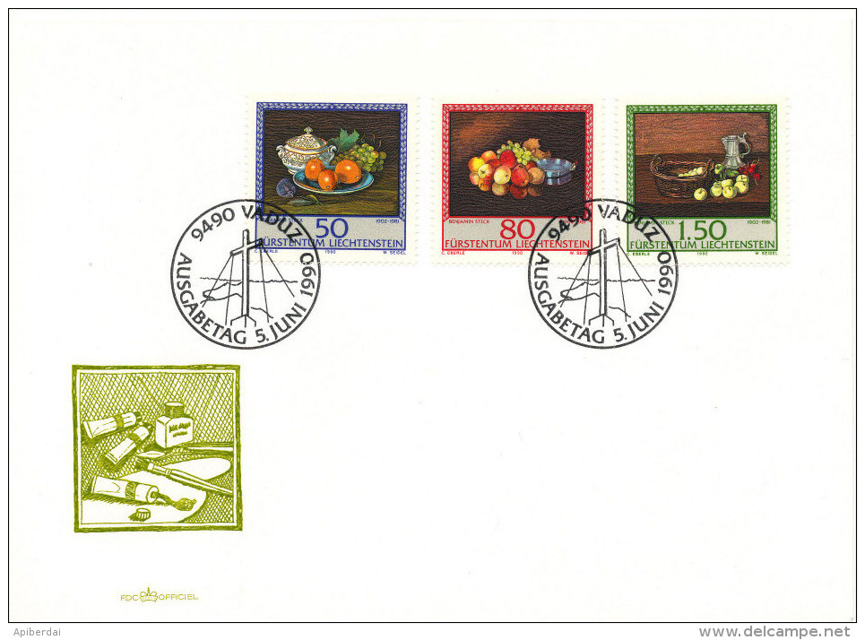 Liechtenstein - 1990 Benjamin Steck, Peintre FDC - Briefe U. Dokumente