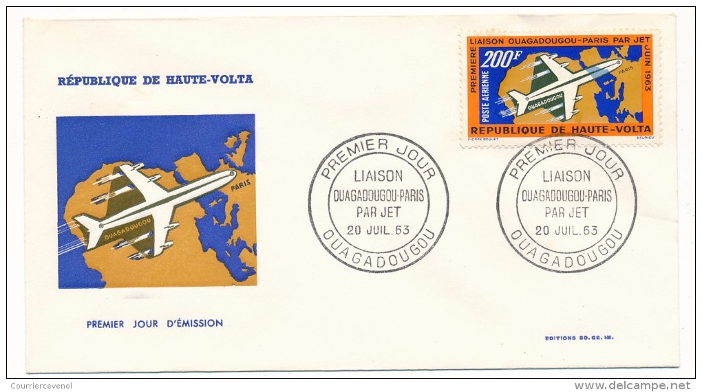 HAUTE-VOLTA => Enveloppe FDC => Liaison Ouagadougou Paris Par Jet - 20 Juillet 1963 - Ouagadougou - Upper Volta (1958-1984)