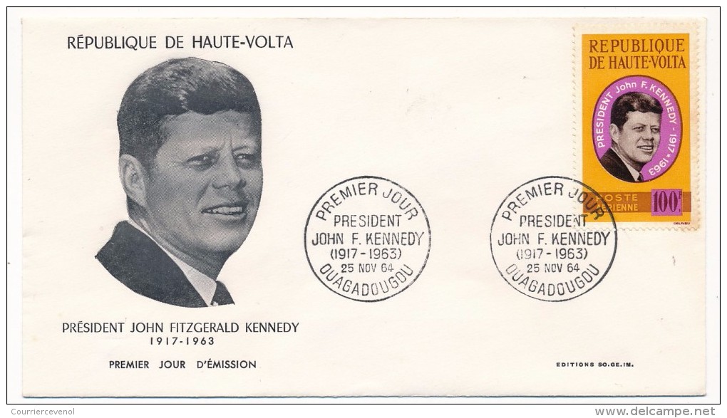 HAUTE-VOLTA => Enveloppe FDC => Président J.F Kennedy - Ouagadougou - 25 Nov 64 - Upper Volta (1958-1984)