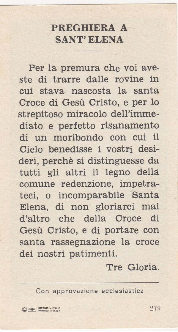 SANTINO D'EPOCA - S. ELENA - ED.G.MI 279  - - Santini