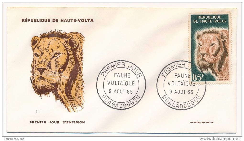 HAUTE-VOLTA => Enveloppe FDC => Faune Voltaïque (Lion) - Ouagadougou - Aout 1965 - Upper Volta (1958-1984)