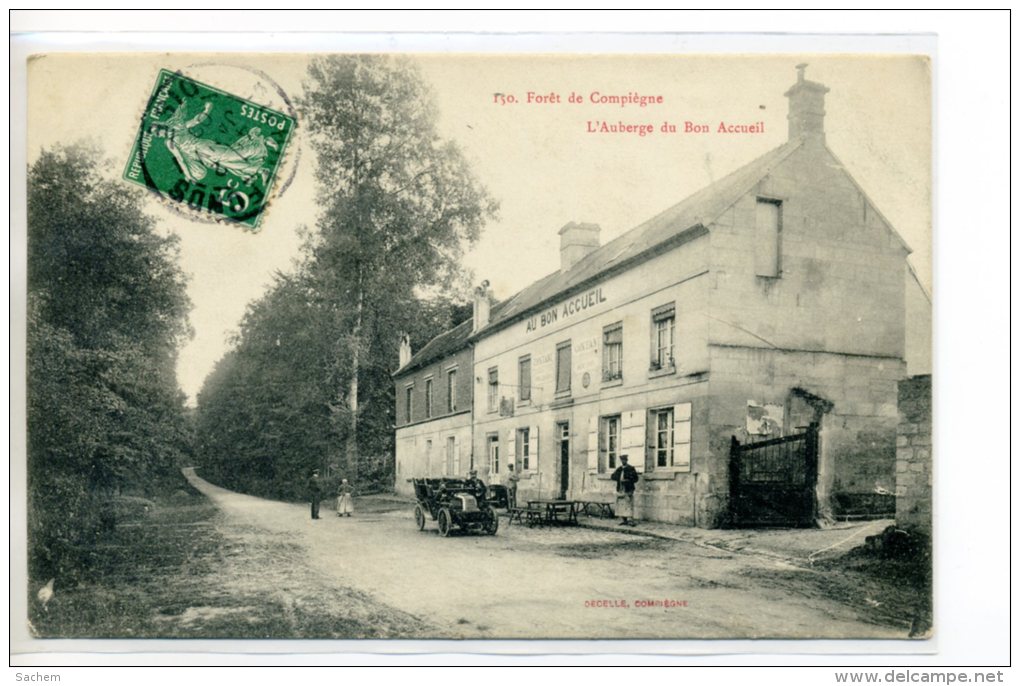 60-080 Foret COMPIEGNE Carte Rare-L'Auberge BON ACCUEIL Automobile Clients Patron 1909 Timb     /D12- 2012 - Compiegne