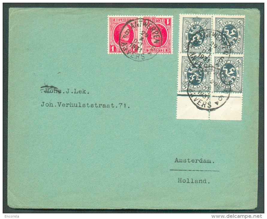 1Fr. HOUYOUX Et 5 Centimes LION (paire)  En TETE-BECHE Obl. Sc ANTWERPEN 6 Sur Lettre Du 29-X-1931 Vers Amsterdam- 10843 - Tête-bêche [KP] & Inter-panels [KT]