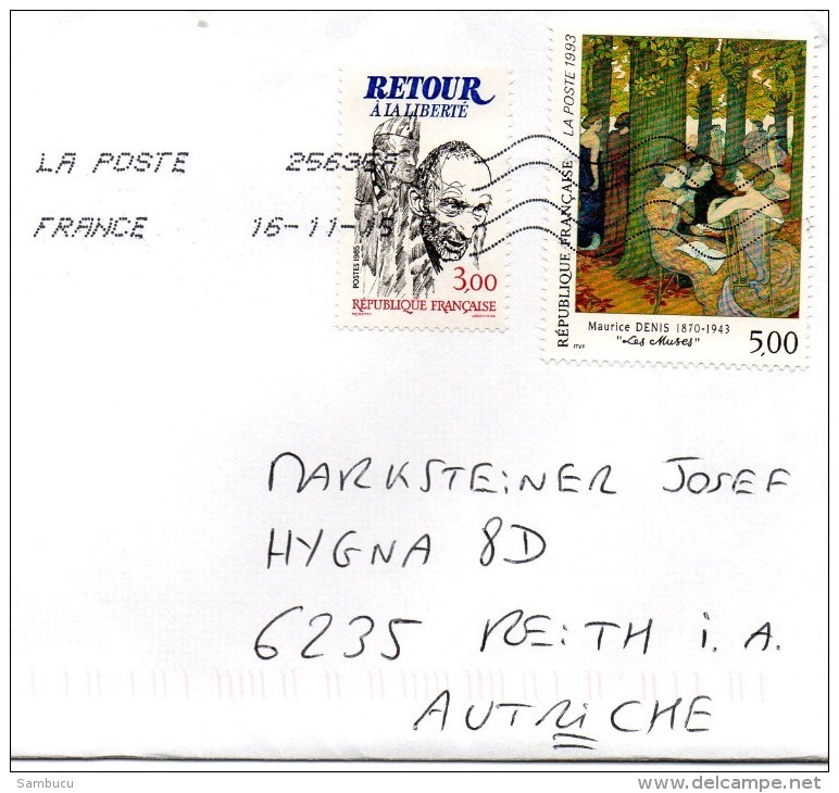 Auslandsbrief Von 25635A - 75002 Paris Mit 5 Franc Maurice Denis + 3 Mischfrankatur 2015 - Covers & Documents