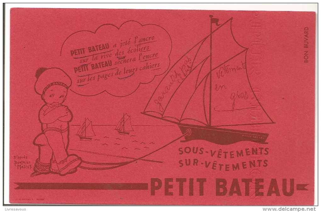 Buvard PETIT BATEAU Sous Vêtements Sur Vêtements PETIT BATEAU A Jeté L´ancre Buvard Couleur Rouge - Textile & Vestimentaire