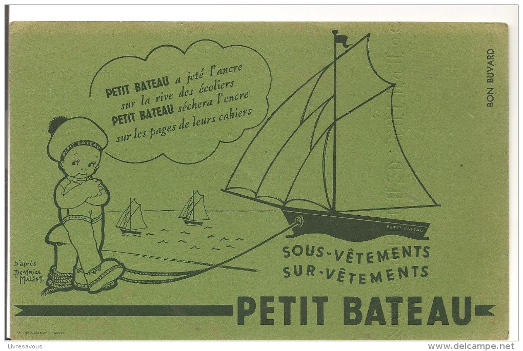 Buvard PETIT BATEAU Sous Vêtements Sur Vêtements PETIT BATEAU A Jeté L´ancre Buvard Couleur Vert - Textile & Vestimentaire