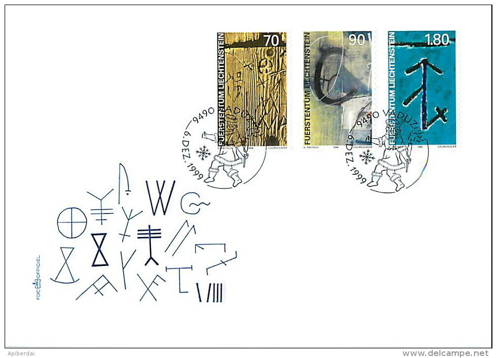 Liechtenstein - 1999 Symboles Des Maisons "Walser"  (unused Serie + FDC) - Lettres & Documents