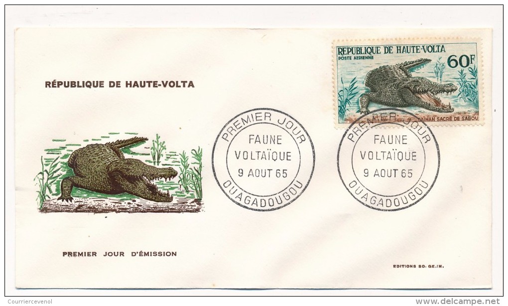 HAUTE-VOLTA => Enveloppe FDC => Faune Voltaïque (Crocodile) - Ouagadougou - Aout 1965 - Obervolta (1958-1984)