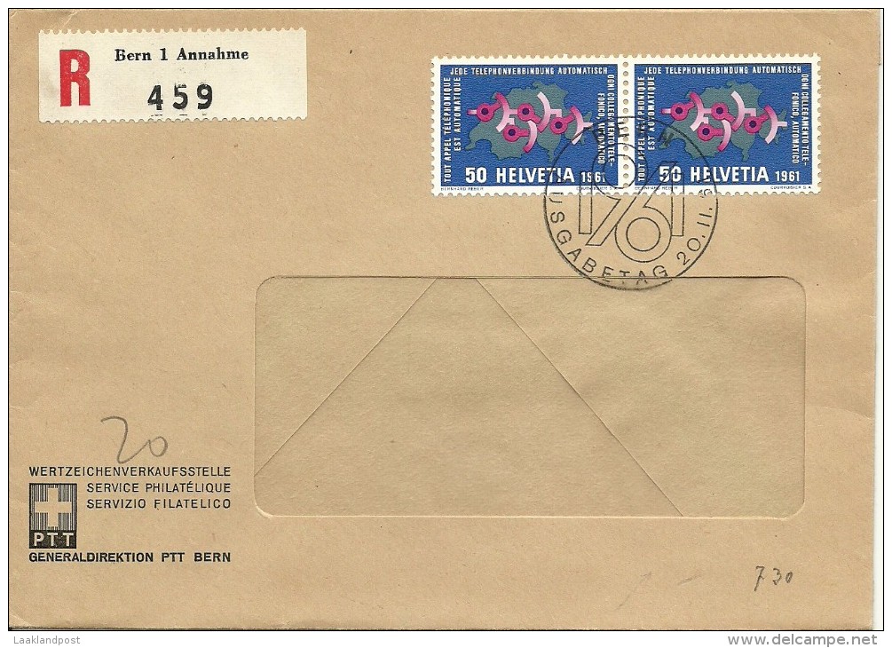Zwitserland Registered FDC Cover Bern 20/2/1961 (Michel 2x730) Map - Brieven En Documenten