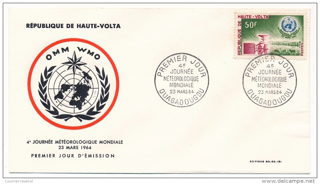 HAUTE-VOLTA => Enveloppe FDC => 4eme Journée Météorologique Mondiale - Ouagadougou - Mars 1964 - Opper-Volta (1958-1984)