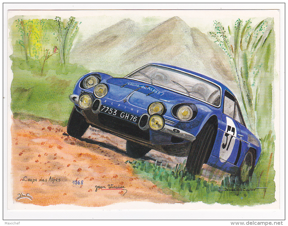 Carte Illustrée "Jean Louis Coulon" - Coupe Des Alpes 1968 - Alpine Berlinette 1300 S, Jean Vinatier - Rallyes