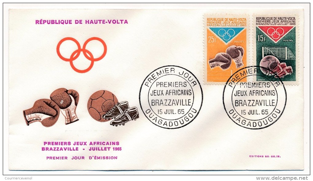 HAUTE-VOLTA => 2 Enveloppes FDC => Premiers Jeux Africains Brazzaville - Ouagadougou - 15 Juillet 1965 - Opper-Volta (1958-1984)