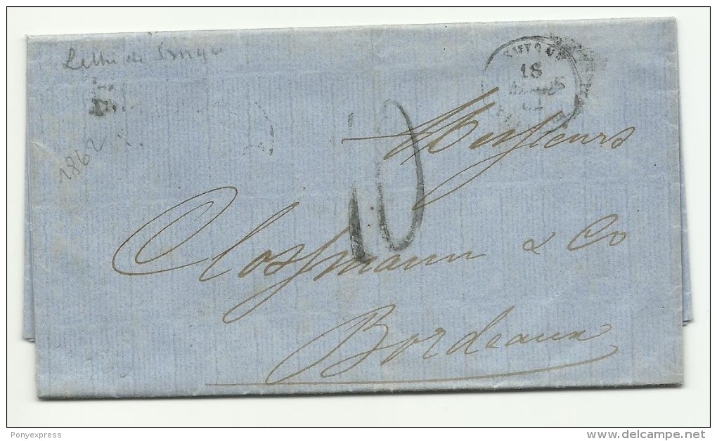 Lettre De Smyrne En Port Du Pour Bordeaux De 1862, Avec Texte - Lettres & Documents